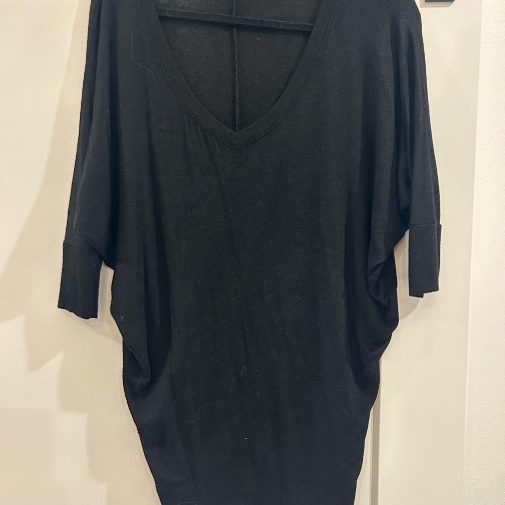 Black V-Neck Tunic Top